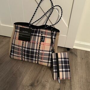 Plaid and Polka Dot Tote Bag